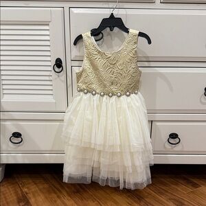 American Princess Cream and Gold Formal Dress